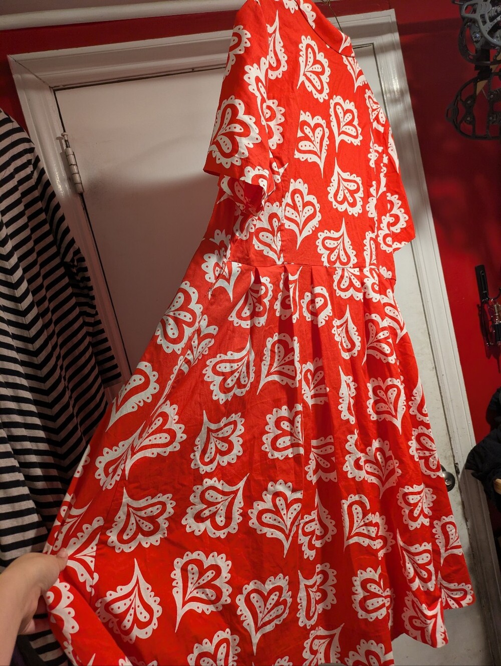 Boden Red & White Floral Midi Shirt Dress Size 16R - Picture 3 of 3